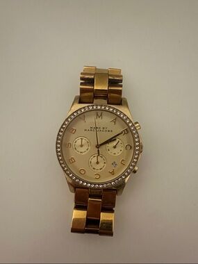 Marc by Marc Jacobs Gold-Tone Crystal Bezel Chronograph Watch